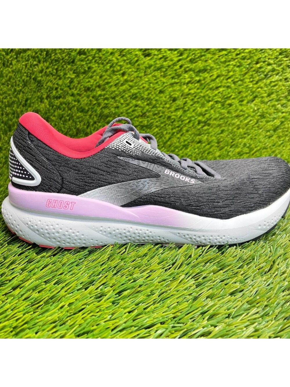 Brooks Ghost 16 Womens Size 8 Black Pink White Athletic Running Shoes Sneakers